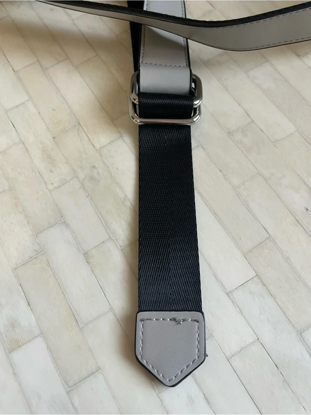 Upper West Side Barrel Bag Vegan Leather Adjustable/Removable Strap Black/Gray - Picture 6 of 16